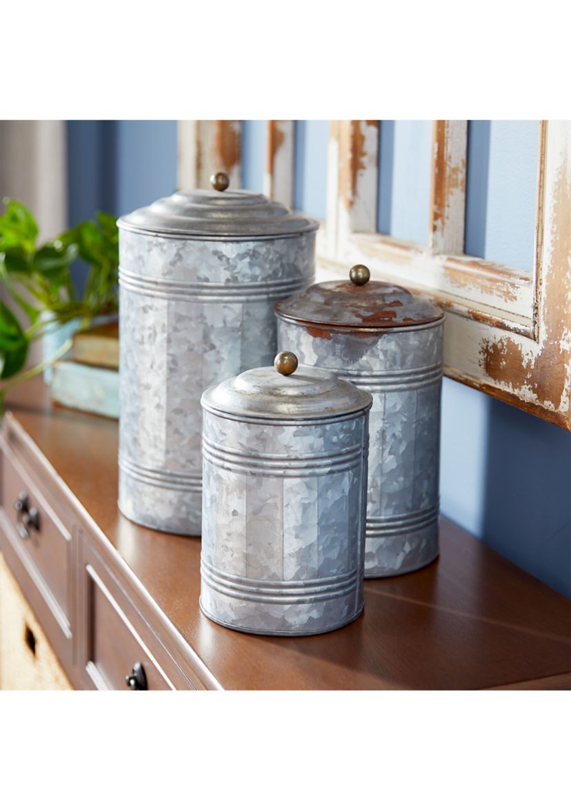 Farmhouse Metal Decorative Jars - Set of 3