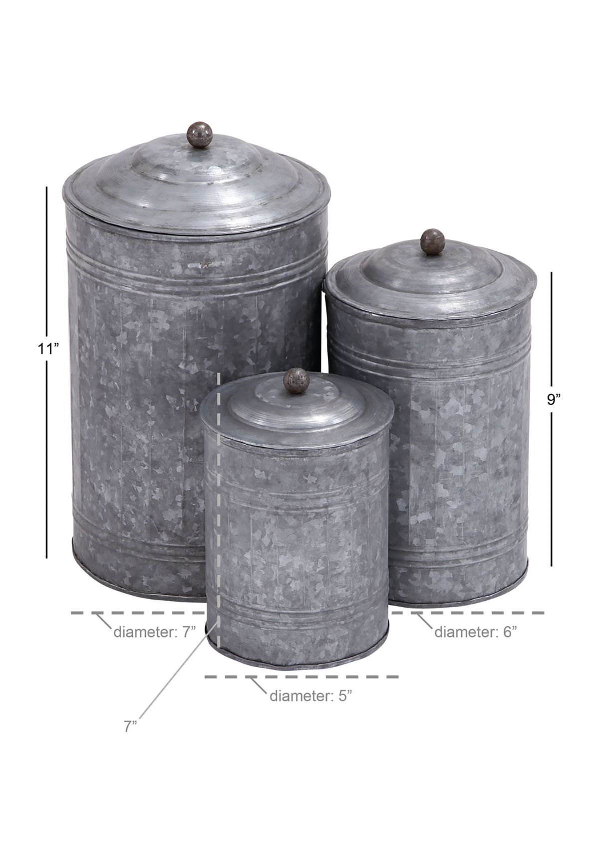 Farmhouse Metal Decorative Jars - Set of 3