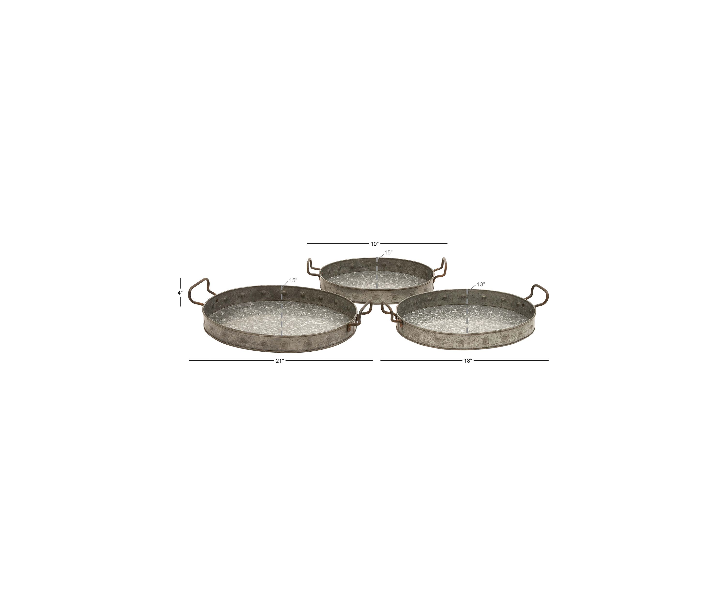 Farmhouse Metal Tray - Set of 3