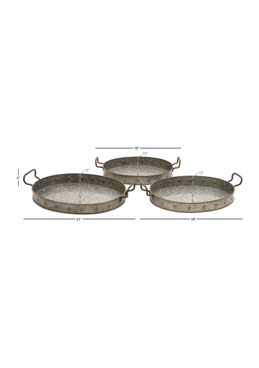 Farmhouse Metal Tray - Set of 3