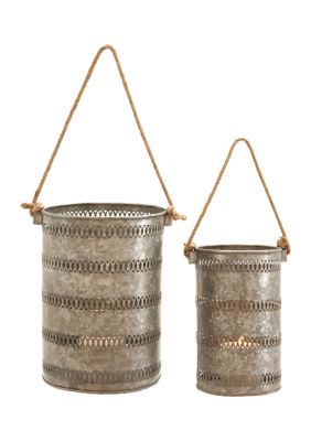 Monroe Lane Coastal Metal Lantern - Set of 2, Grey