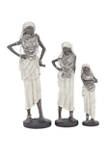 Set of 3 Eclectic Polystone Women Sculpture