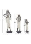 Set of 3 Eclectic Polystone Women Sculpture