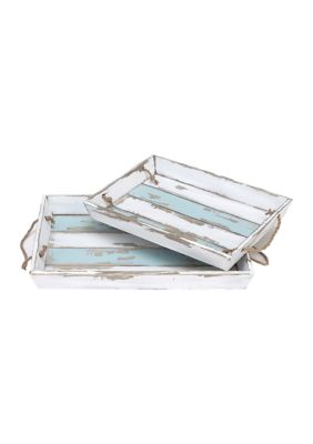 Coastal Wood Tray - Set of 2