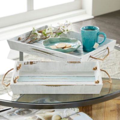 Coastal Wood Tray - Set of 2