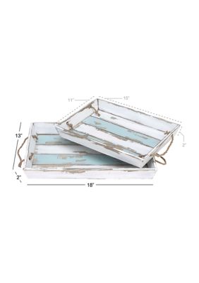 Coastal Wood Tray - Set of 2