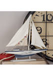 Set of 2 Wood Coastal Sail Boat Sculpture