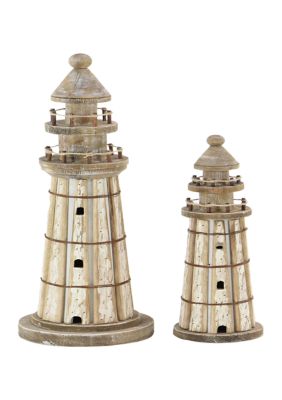 Coastal Wood Sculpture - Set of 2