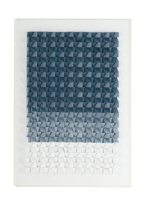 Rectangular Blue and White Acrylic Shadow Box Wall Art