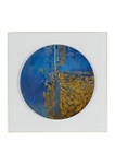 Large Contemporary Blue and Gold Abstract Art Shadow Box