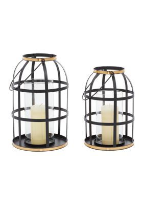 Industrial Metal Candle Lantern - Set of 2