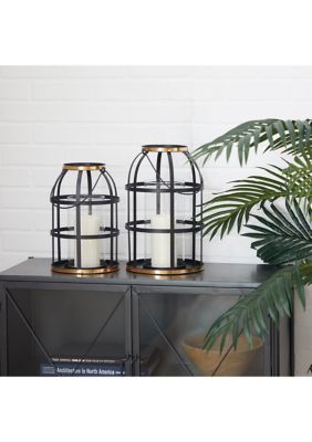 Industrial Metal Candle Lantern - Set of 2