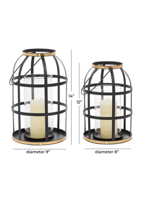 Industrial Metal Candle Lantern - Set of 2