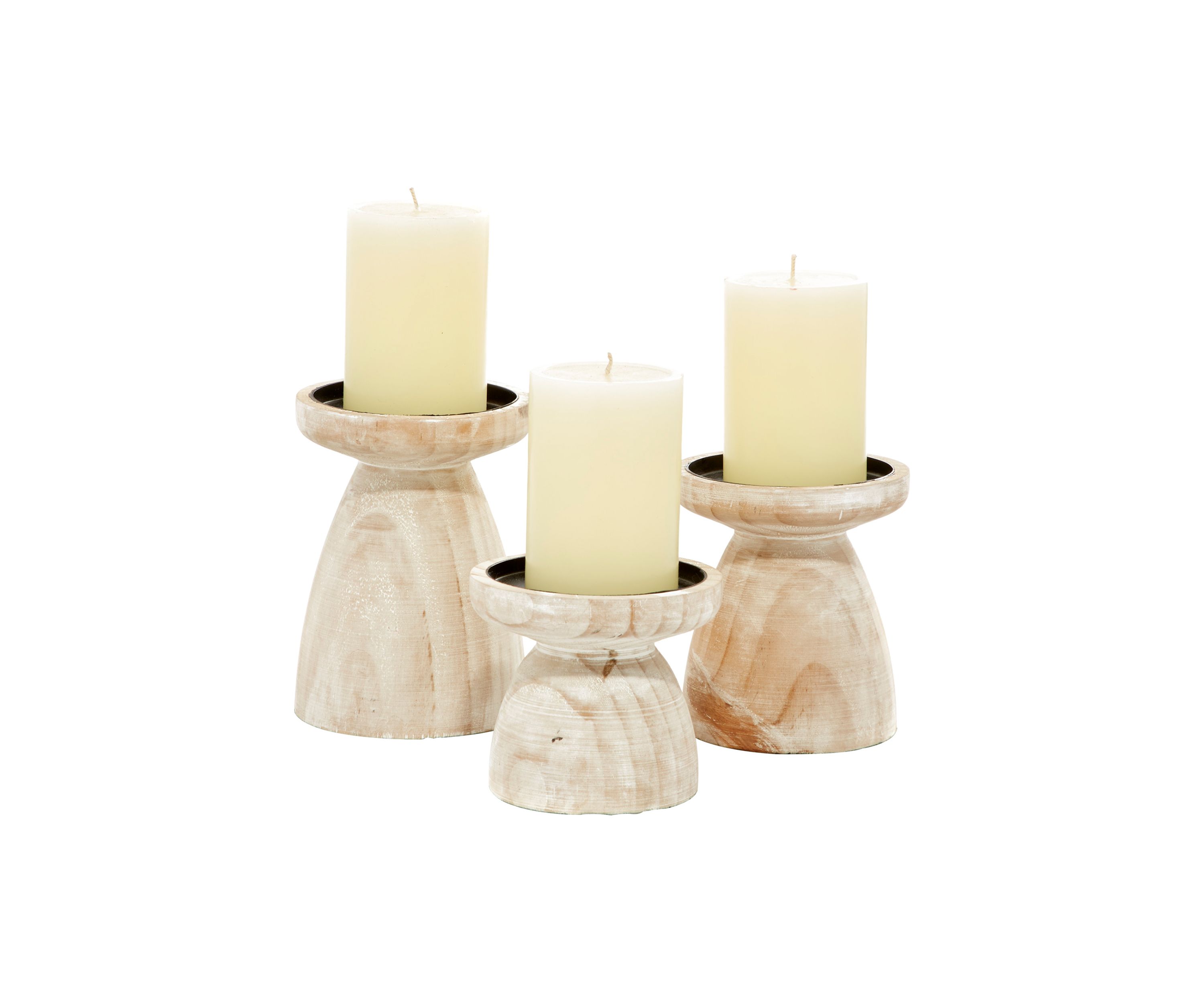 Coastal Wood Candle Holder - Set of 3