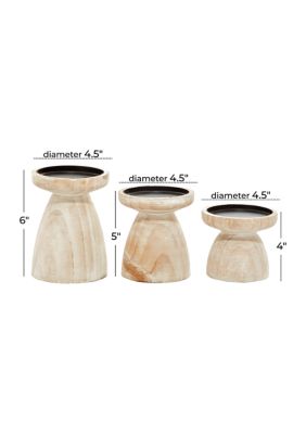 Coastal Wood Candle Holder - Set of 3