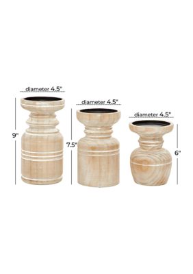 Coastal Wood Candle Holder - Set of 3