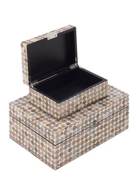 Coastal Mother of Pearl Shell Box - Set of 2