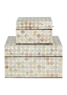 Coastal Mother of Pearl Shell Box - Set of 2