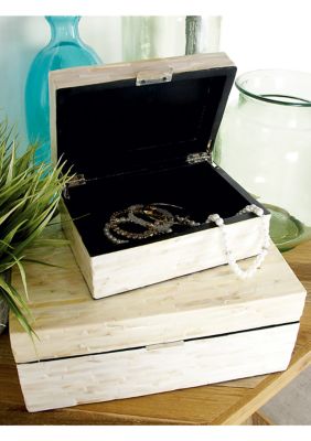 Coastal Mother of Pearl Shell Box - Set of 2