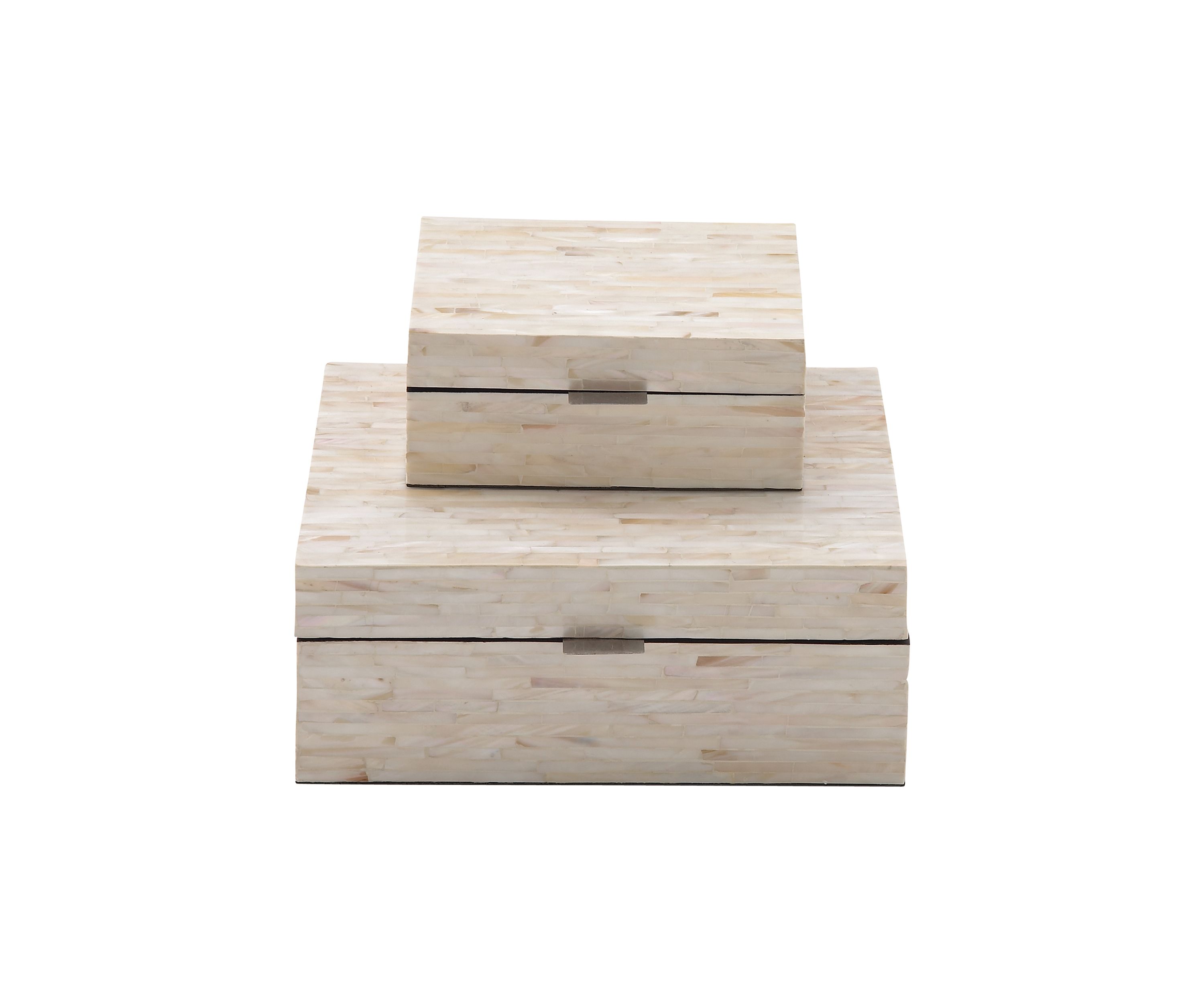 Coastal Mother of Pearl Shell Box - Set of 2