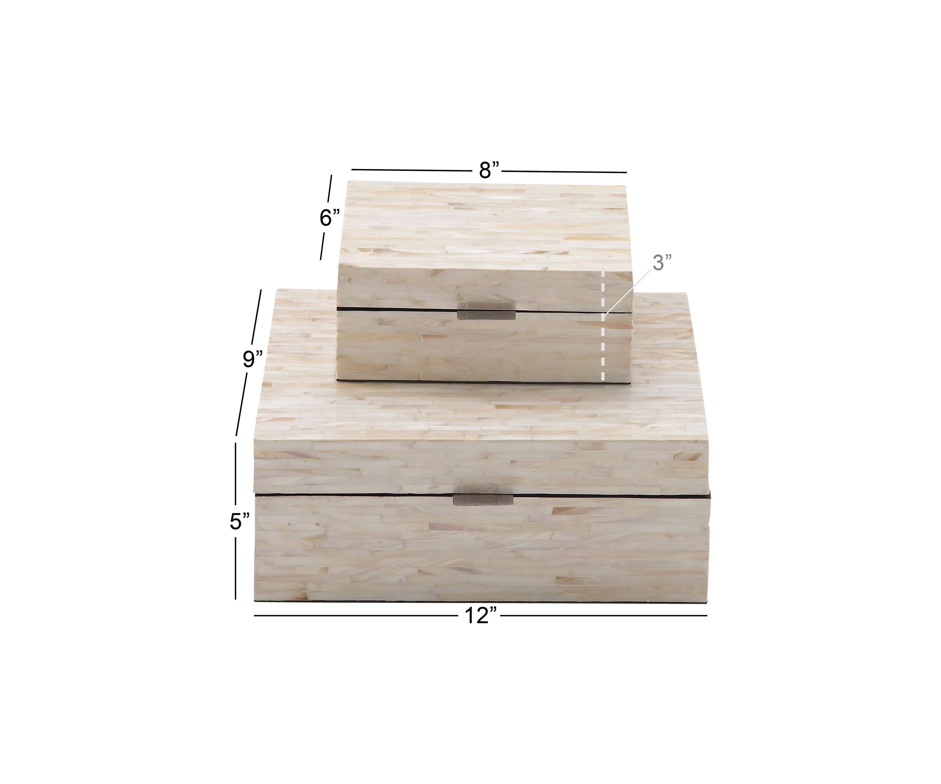 Coastal Mother of Pearl Shell Box - Set of 2
