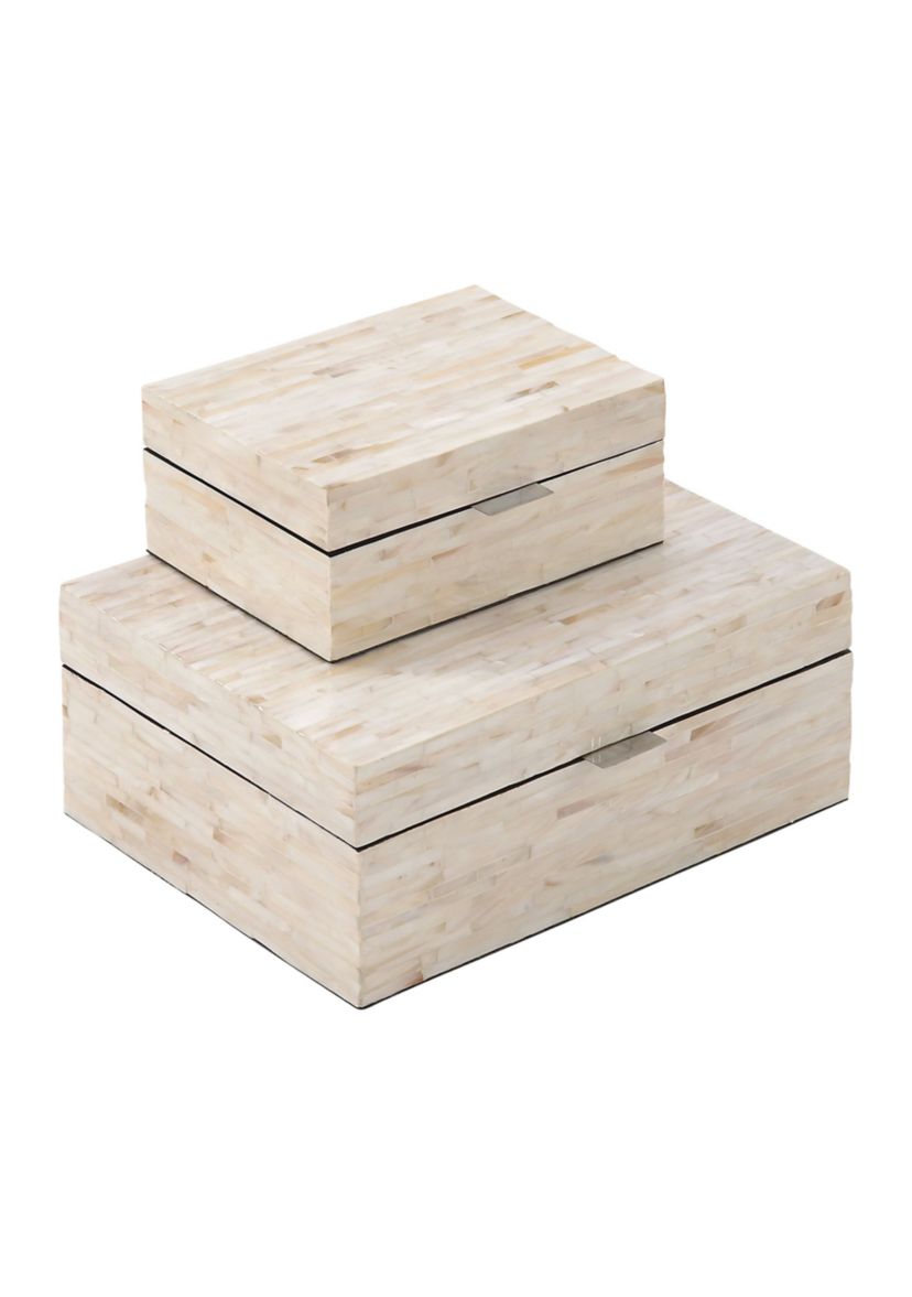 Coastal Mother of Pearl Shell Box - Set of 2