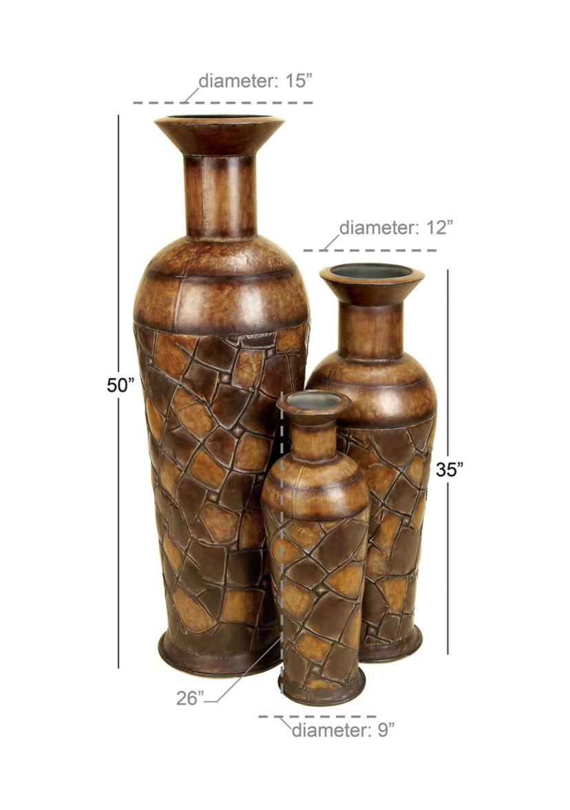 Rustic Metal Vase - Set of 3
