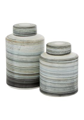 Monroe Lane Farmhouse Ceramic Decorative Jars - Set of 2, White