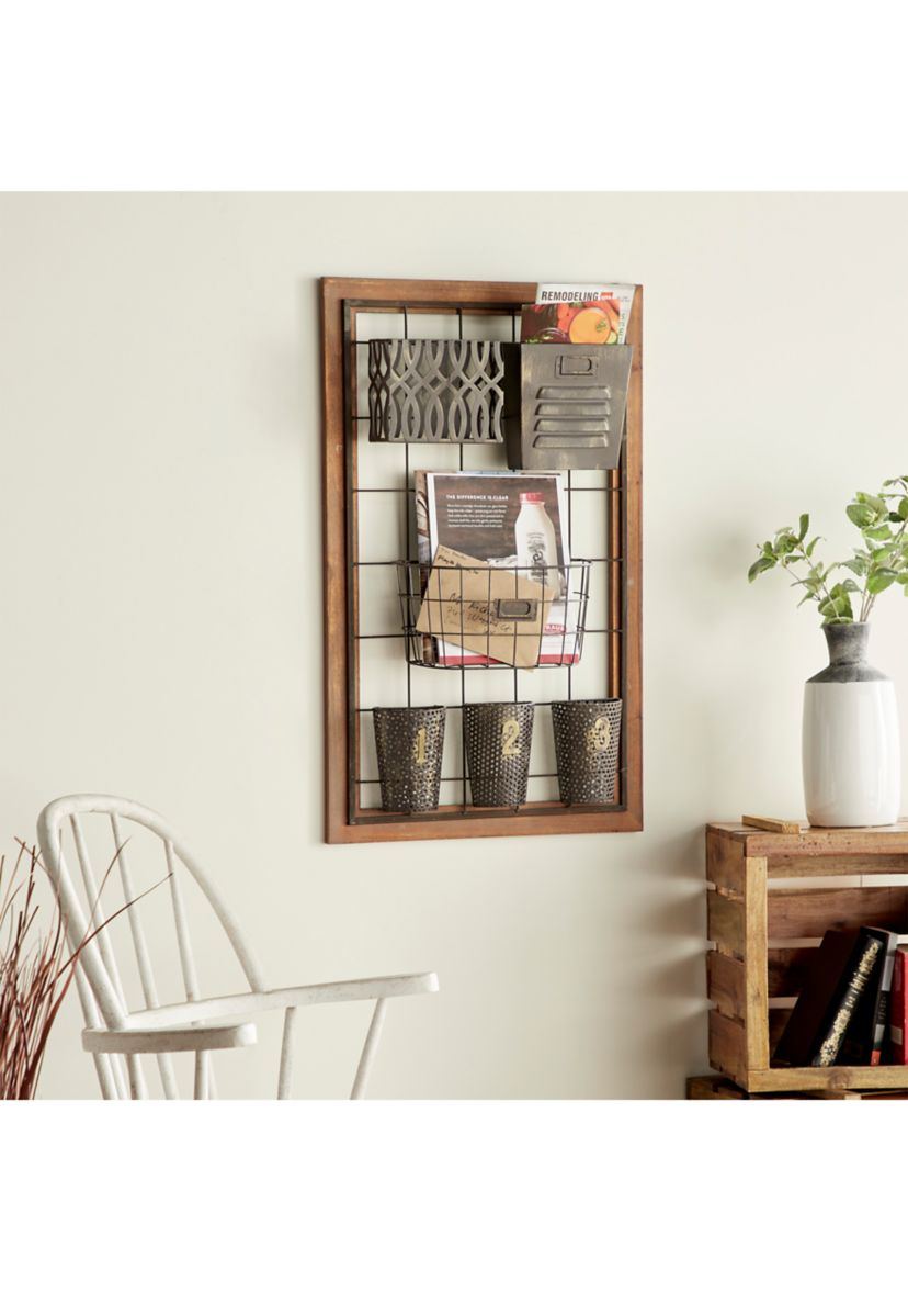 Farmhouse Metal Magazine Rack Holder