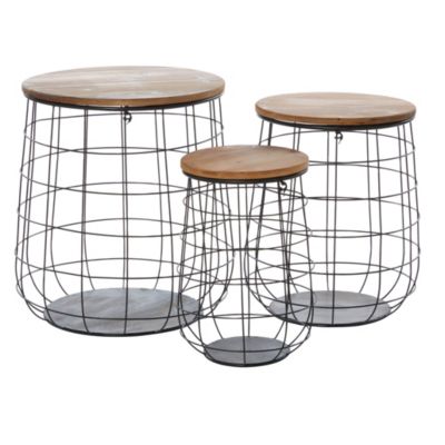 Farmhouse Metal Storage Basket - Set of 3