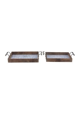 Farmhouse Wood Tray - Set of 2