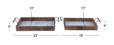 Farmhouse Wood Tray - Set of 2