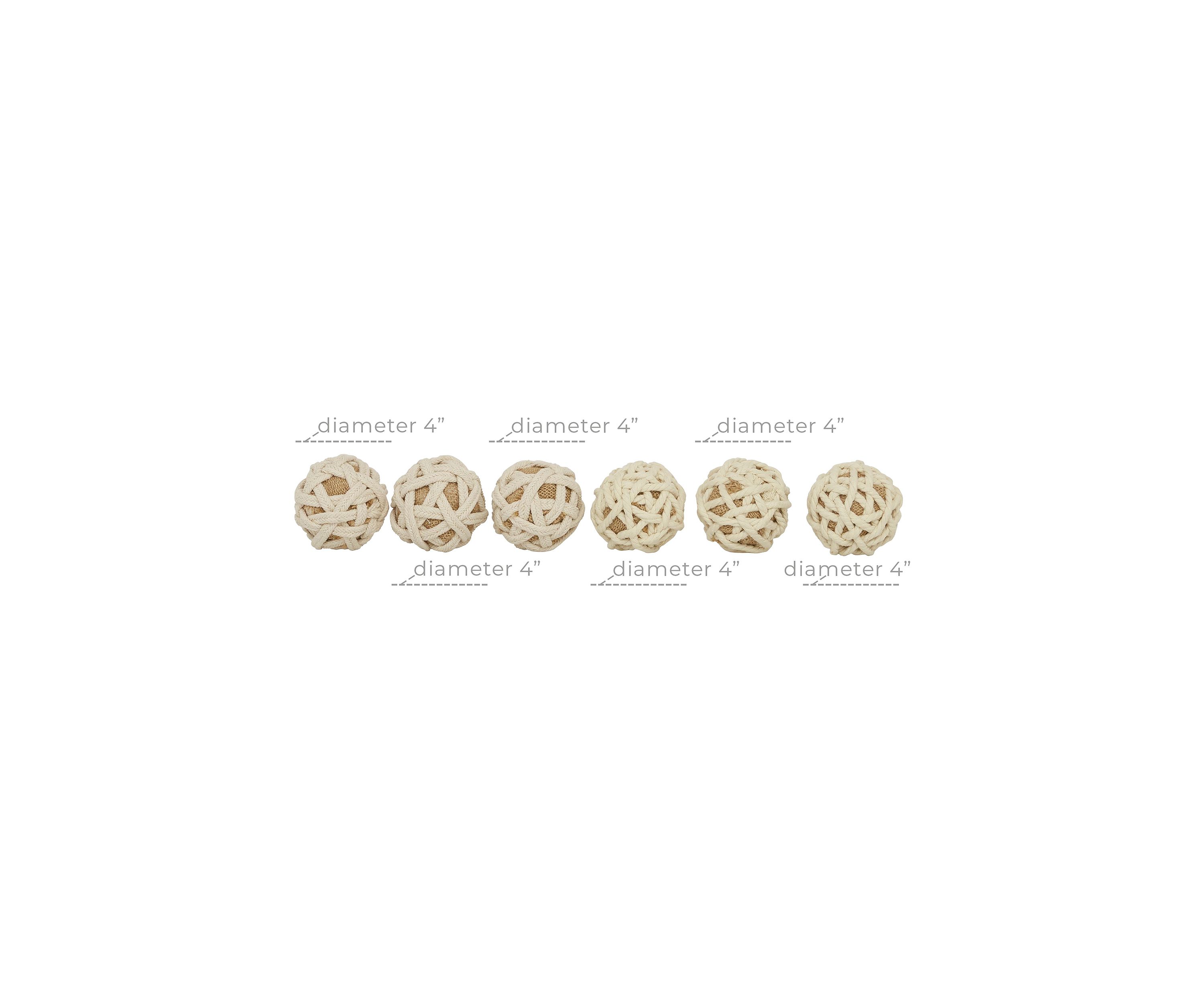 Coastal Jute Rope Orbs & Vase Filler - Set of 6