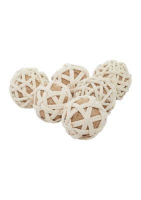 Coastal Jute Rope Orbs & Vase Filler - Set of 6