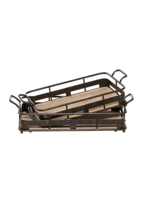 Industrial Metal Tray - Set of 2