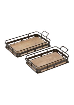 Industrial Metal Tray - Set of 2