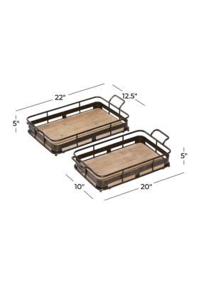 Industrial Metal Tray - Set of 2