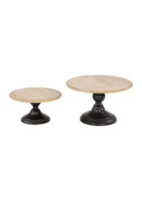 Rustic Wood Cake Stand - Set of 2