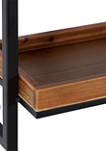 26 in x 7 in Rectangular Black Metal and Natural Wood Tray Wall Shelf