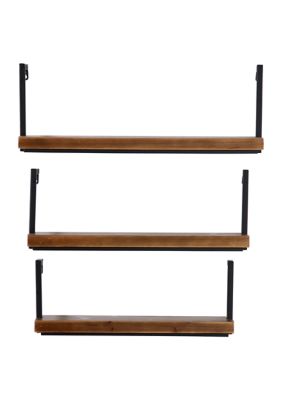 Industrial Wood Wall Shelf - Set of 3