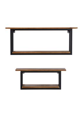 Industrial Metal Wall Shelf - Set of 2