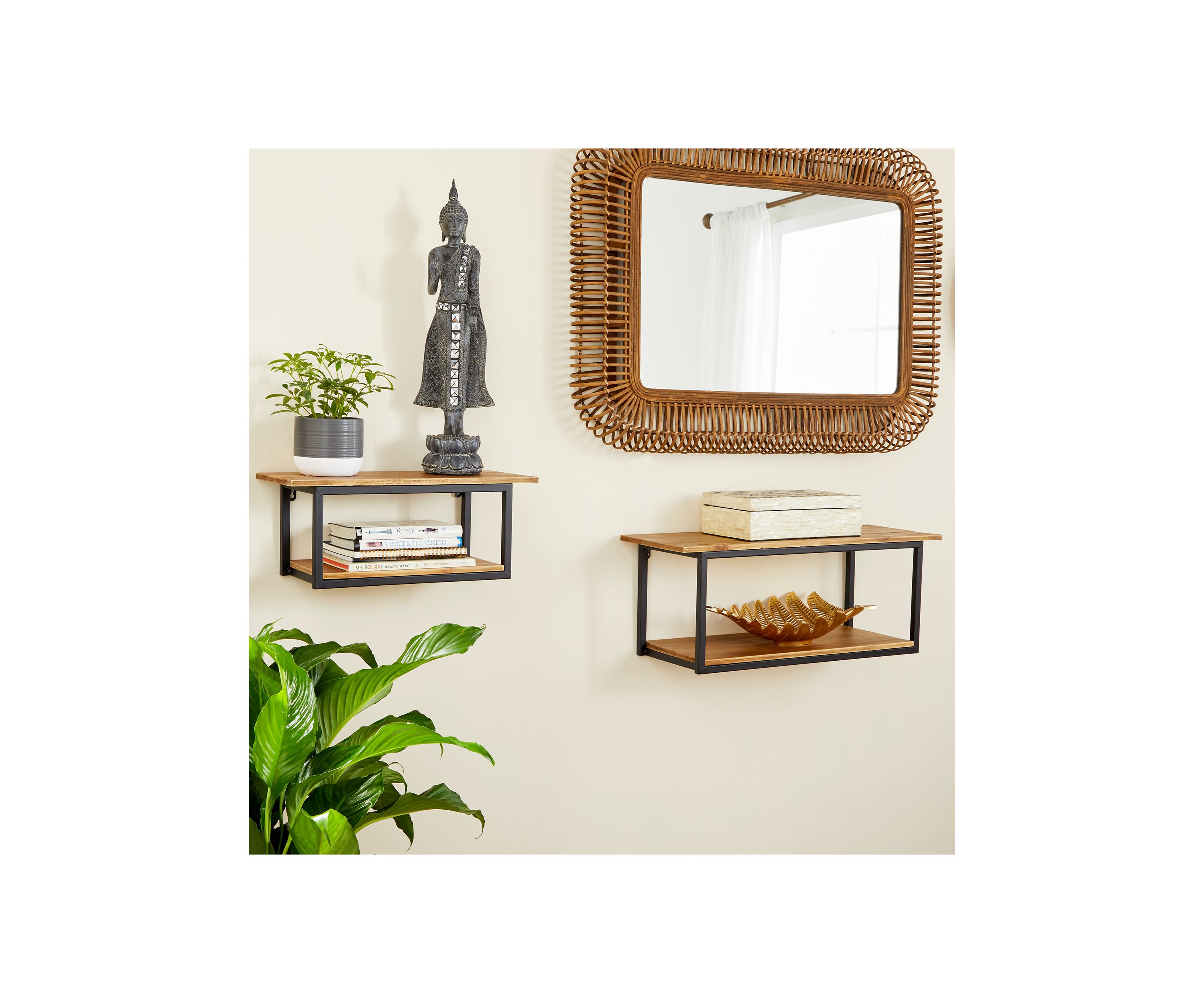 Industrial Metal Wall Shelf - Set of 2