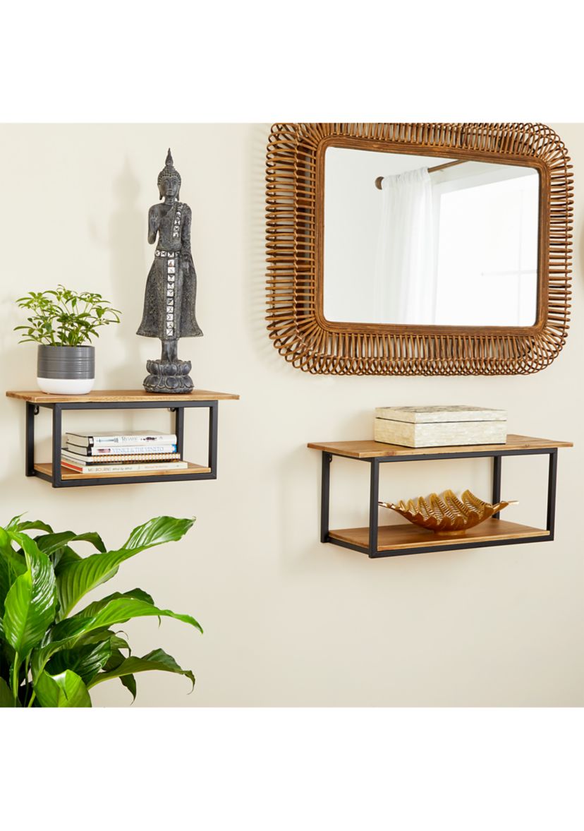 Industrial Metal Wall Shelf - Set of 2