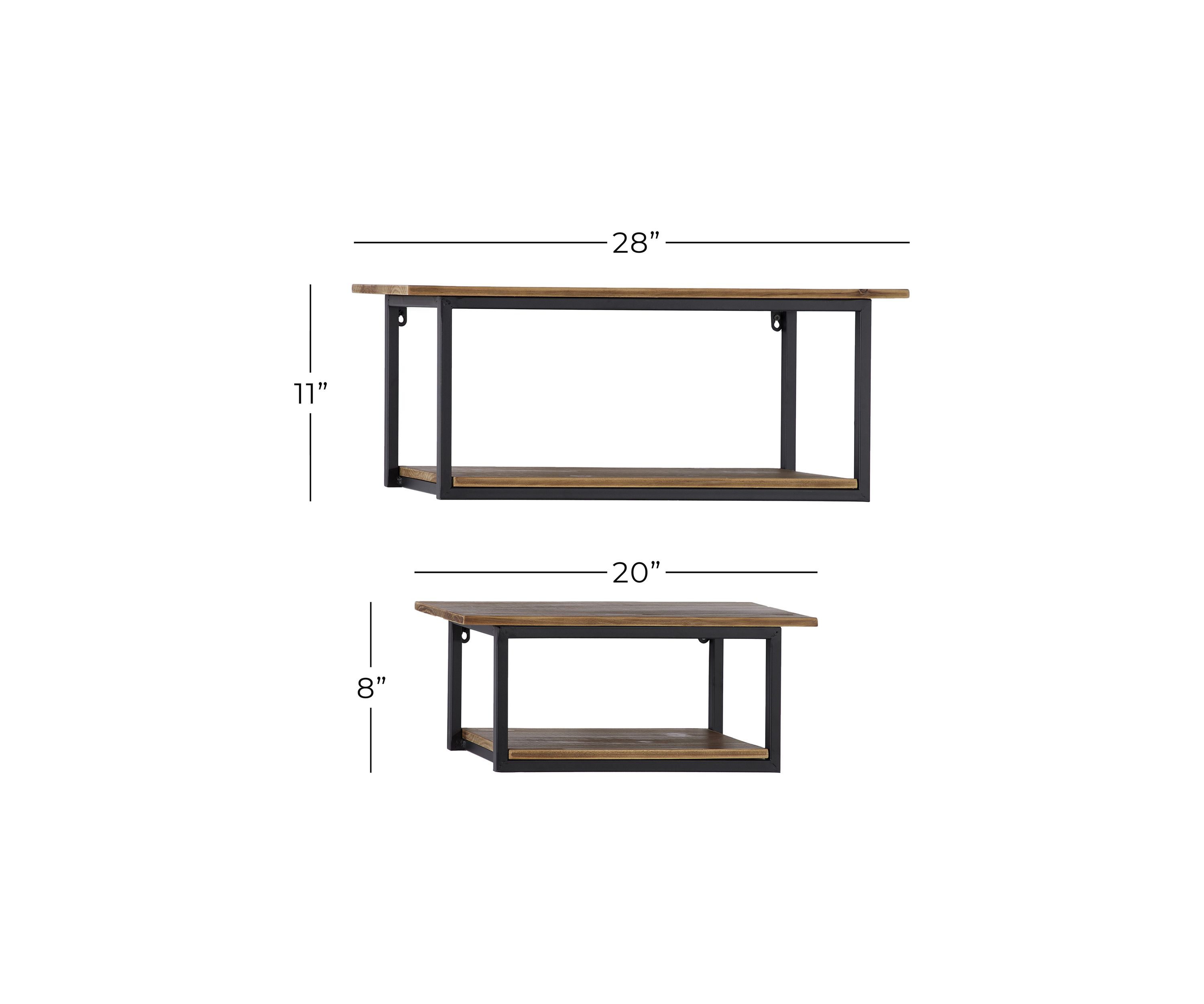 Industrial Metal Wall Shelf - Set of 2