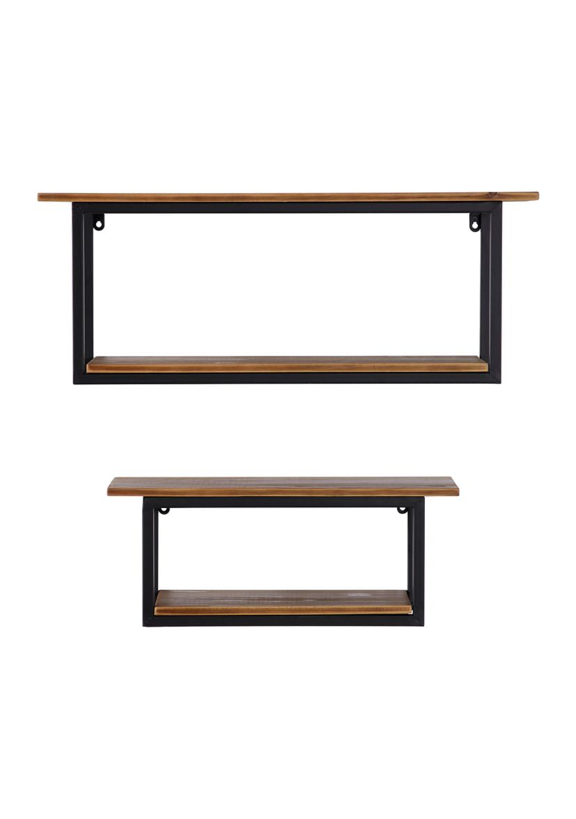 Industrial Metal Wall Shelf - Set of 2