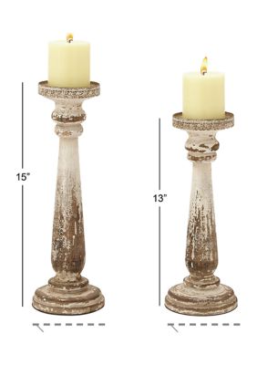 Traditional Wood Candle Holder - Set of 2