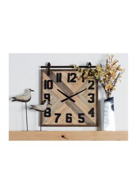 Industrial Wooden Wall Clock