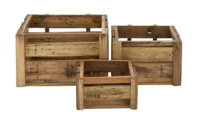 Farmhouse Wood Storage Basket - Set of 3