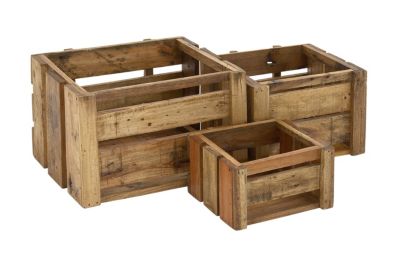 Farmhouse Wood Storage Basket - Set of 3