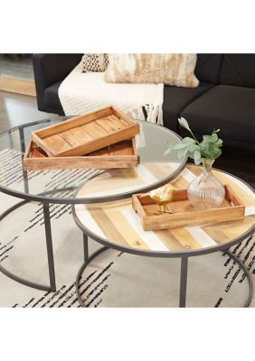 Rustic Wood Tray - Set of 3